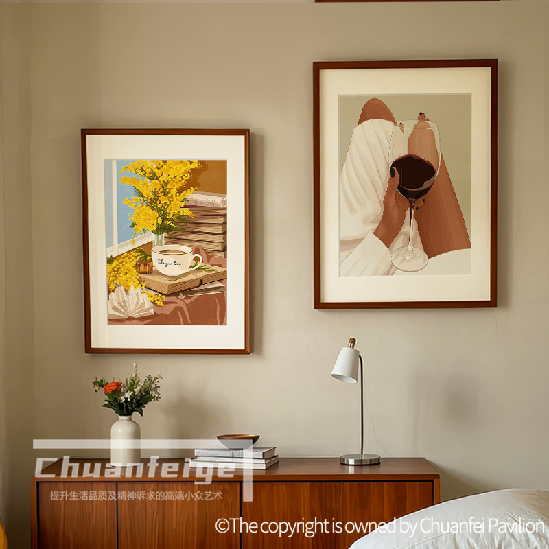慵懒风人物法式酒店落地画沙发背景墙装饰画组合餐厅民宿壁画挂画