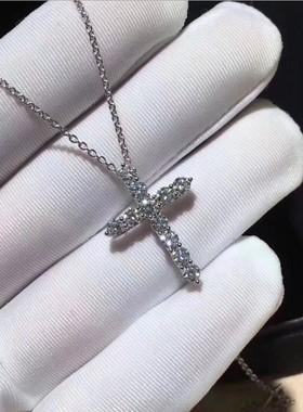 时尚莫桑石项链满钻吊坠节日