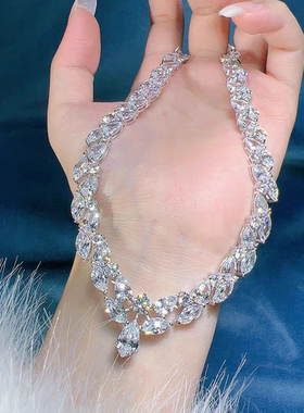 D色莫桑石水滴梨形项链