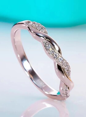 美国进口D色莫石麻花戒指