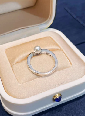 莫桑石天然淡水珍珠V字戒指