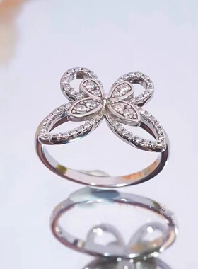 莫桑石双层蝴蝶戒指马眼