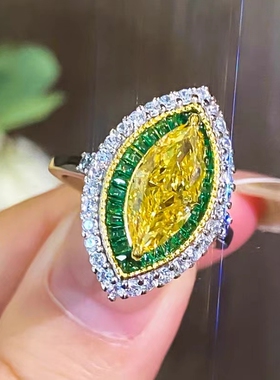 D色莫桑石双色马眼水滴戒指