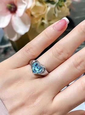 2克拉海洋之心蓝宝石爱心戒指