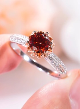 D色莫桑石红宝石鸽血戒指