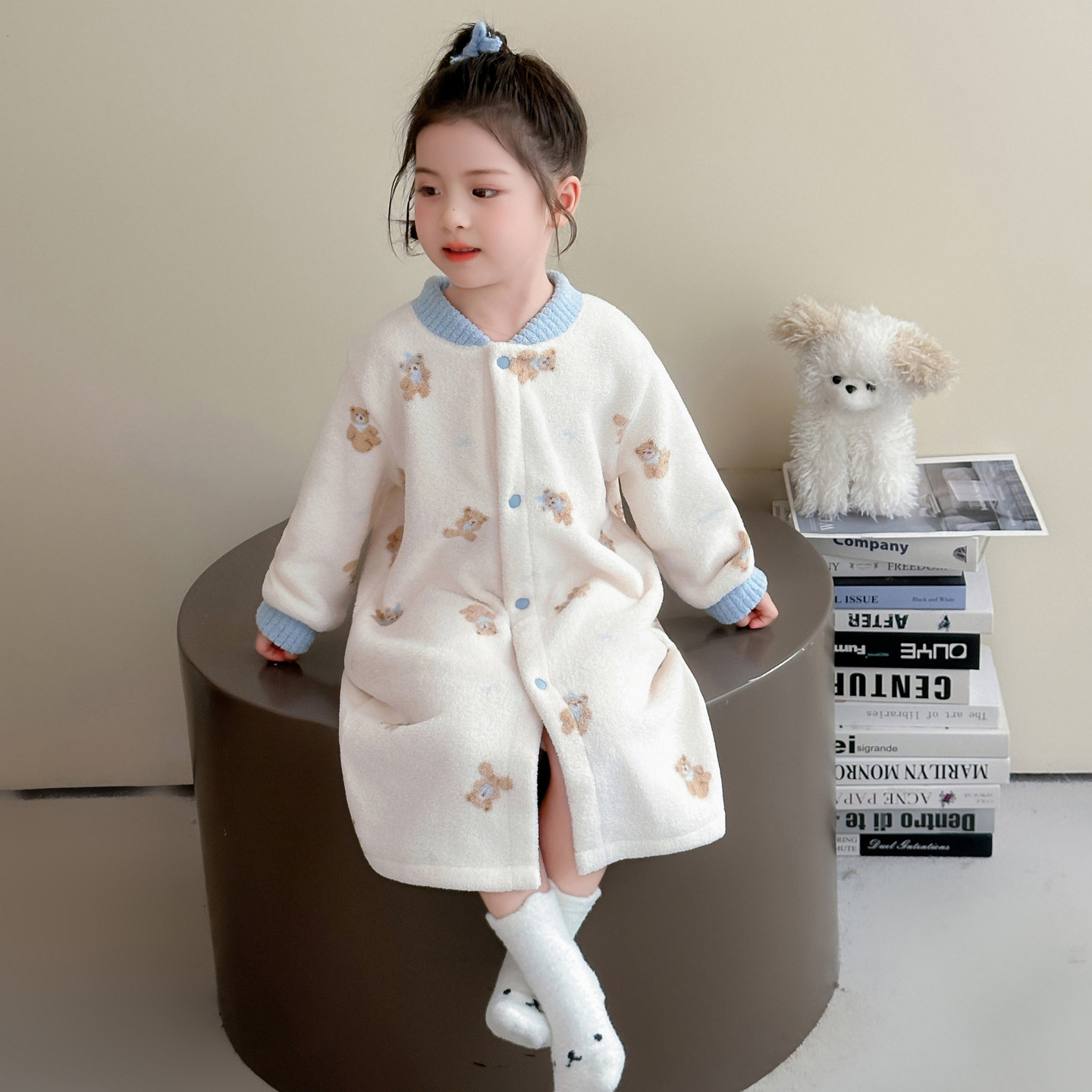 女童睡衣秋冬季雪粒绒加厚珊瑚绒2025新款儿童浴袍女宝宝女孩睡袍,淘宝优惠券,粉丝福利购,淘宝优惠卷