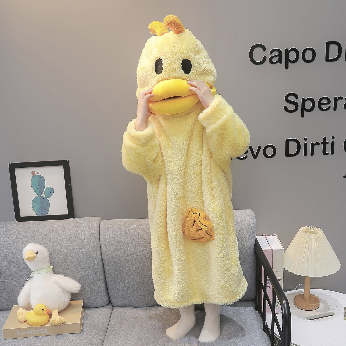 珊瑚绒女孩儿童男女童秋冬搞怪沙雕洋气睡裙睡袋可爱小黄鸭法兰绒,淘宝优惠券,粉丝福利购,淘宝优惠卷