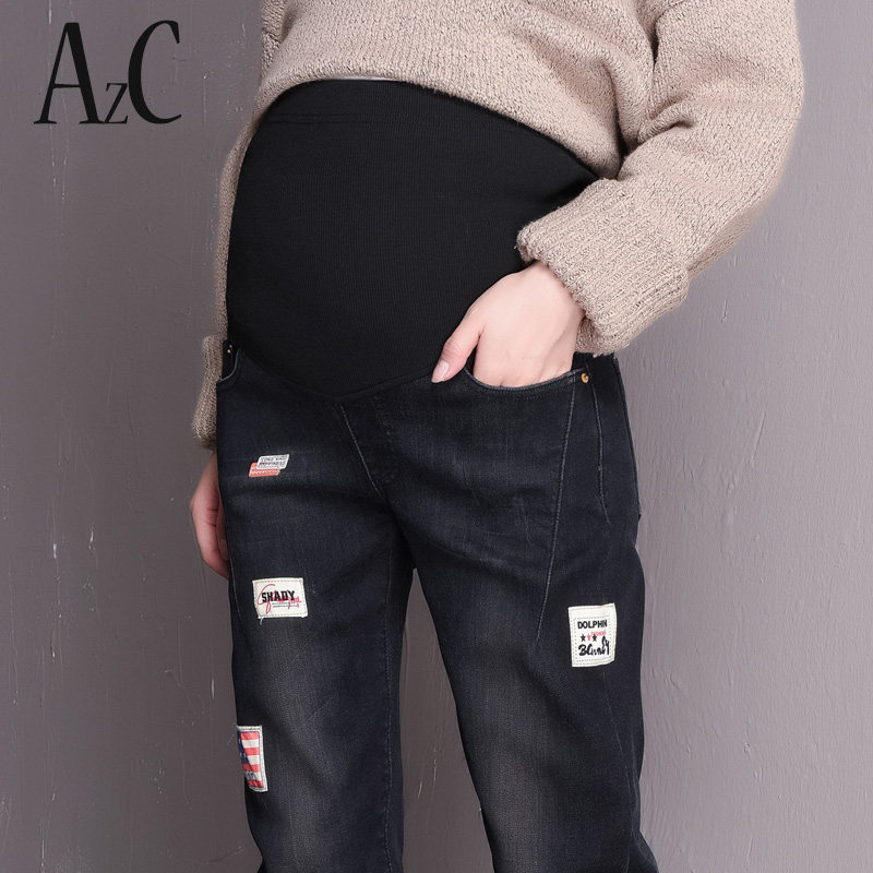 秋季外穿宽松加绒孕妇裤子 安智彩孕妇直筒裤