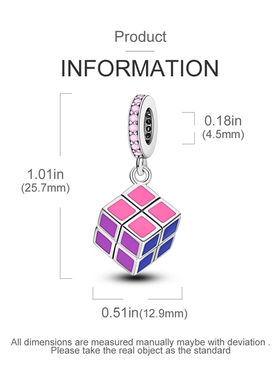 MYBEBOA美缤宝 镀铂金多彩旋转魔方吊饰DIY饰品配件小吊坠项链
