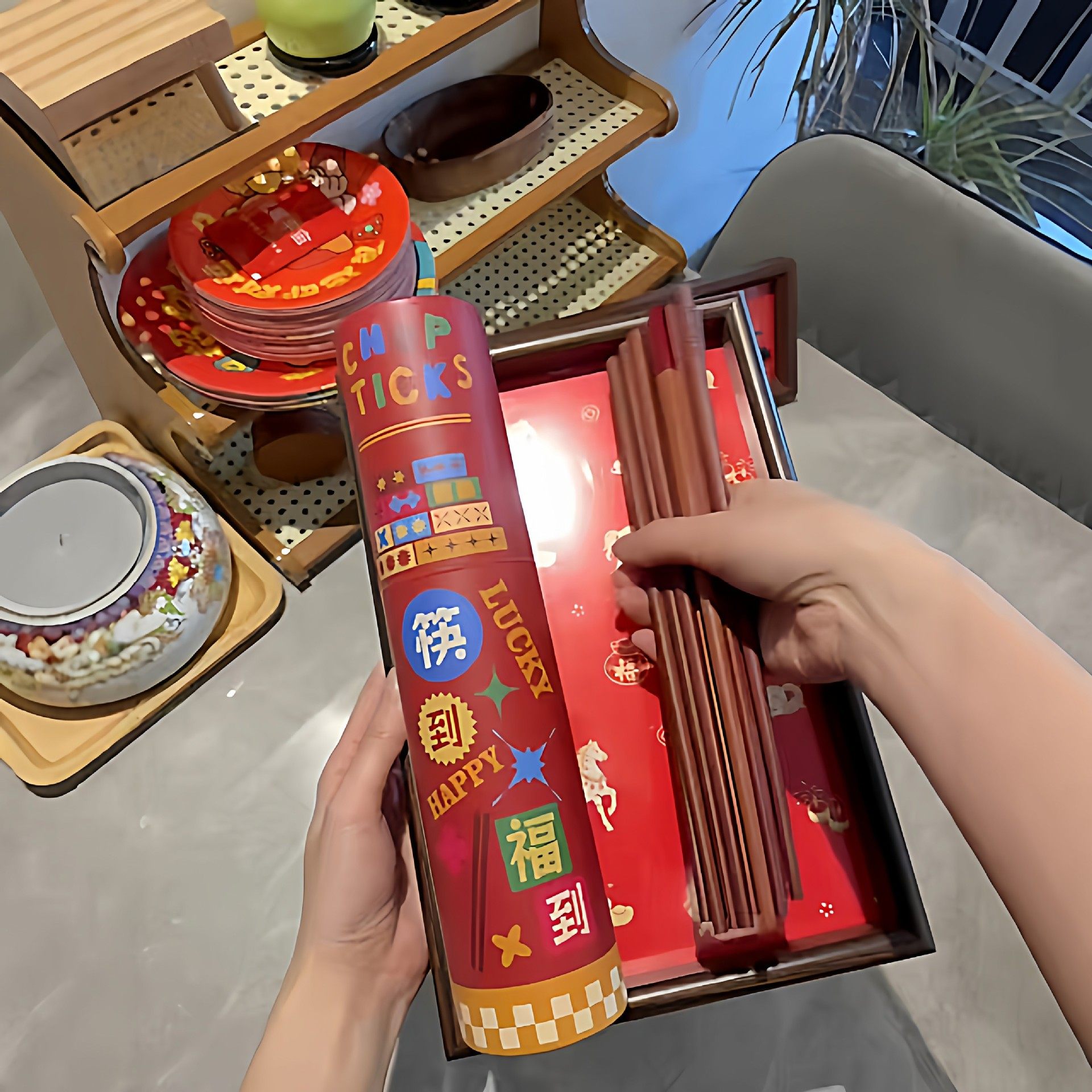 新年筷子马年新款国风许愿筷子红檀木家用新年礼盒筷高档过年送礼,淘宝优惠券,粉丝福利购,淘宝优惠卷