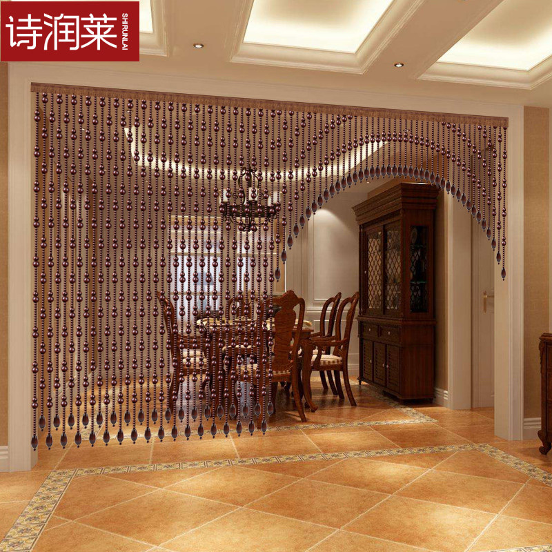 高档红酸枝水晶珠帘隔断帘客厅装饰门帘子厕所玄关风水帘免打孔_虎窝淘