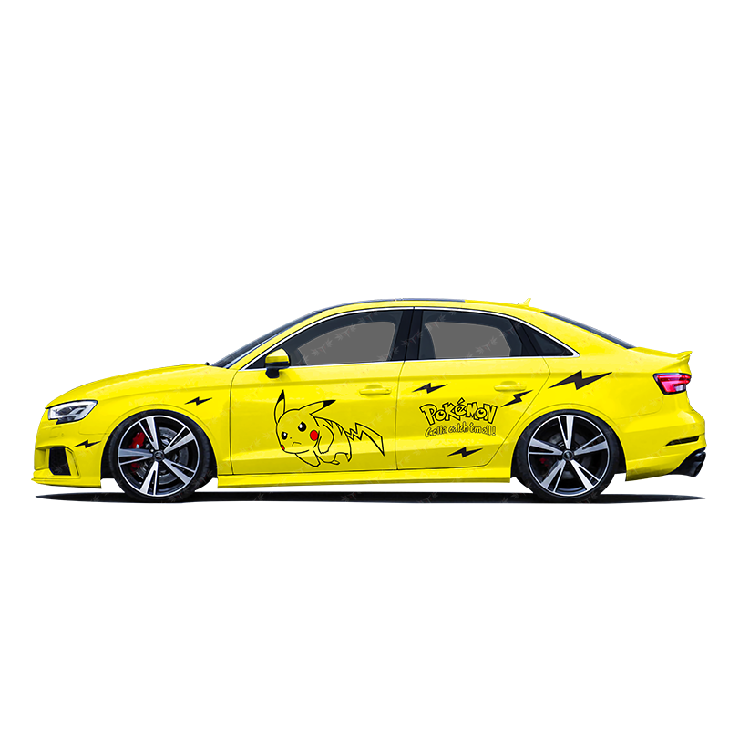 比卡丘车身贴纸大号车门遮挡划痕汽车拉花贴纸比卡丘车身可爱贴画