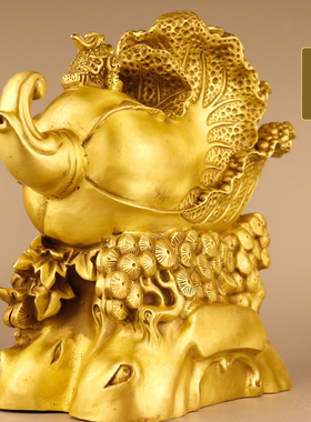 黄铜招财百福中式桌面摆件