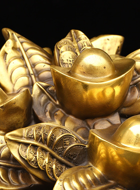 中式黄铜招财摇钱树摆件