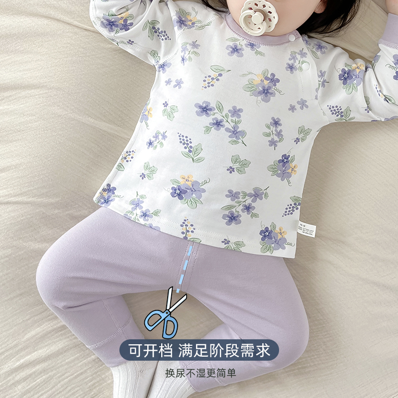女宝宝秋衣秋裤套装全纯棉春秋装婴儿高腰打底内衣儿童家居服冬季 - 图3