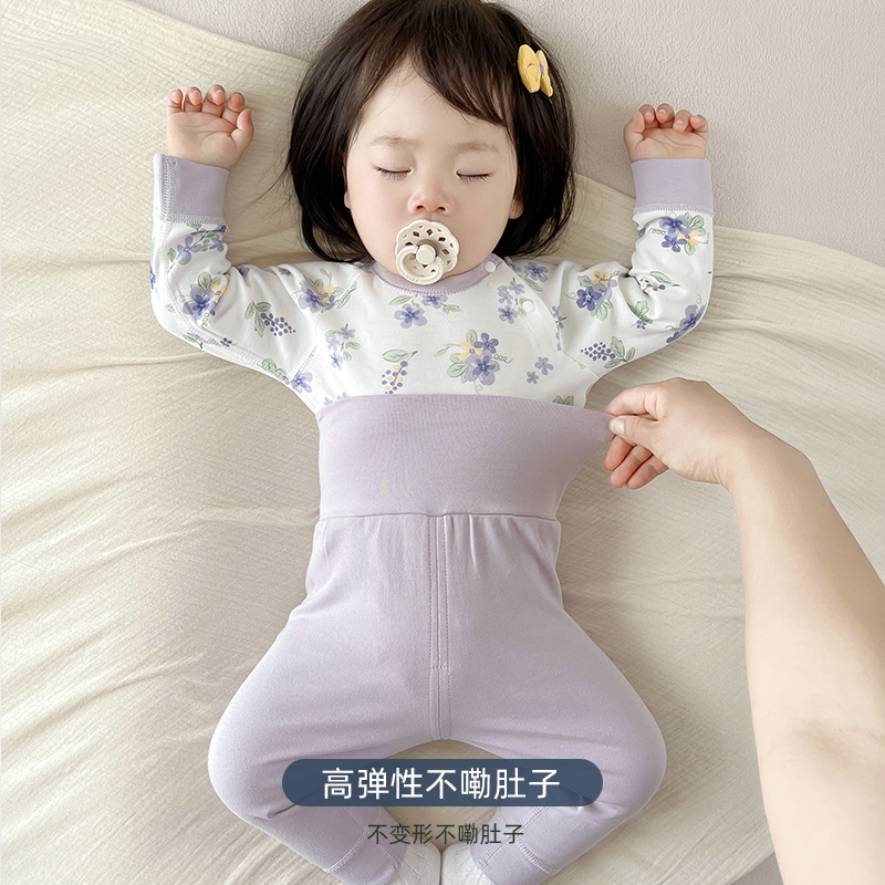 女宝宝秋衣秋裤套装全纯棉春秋装婴儿高腰打底内衣儿童家居服冬季 - 图2
