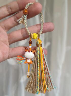 手工编绳定制DIY鹿角配饰挂件