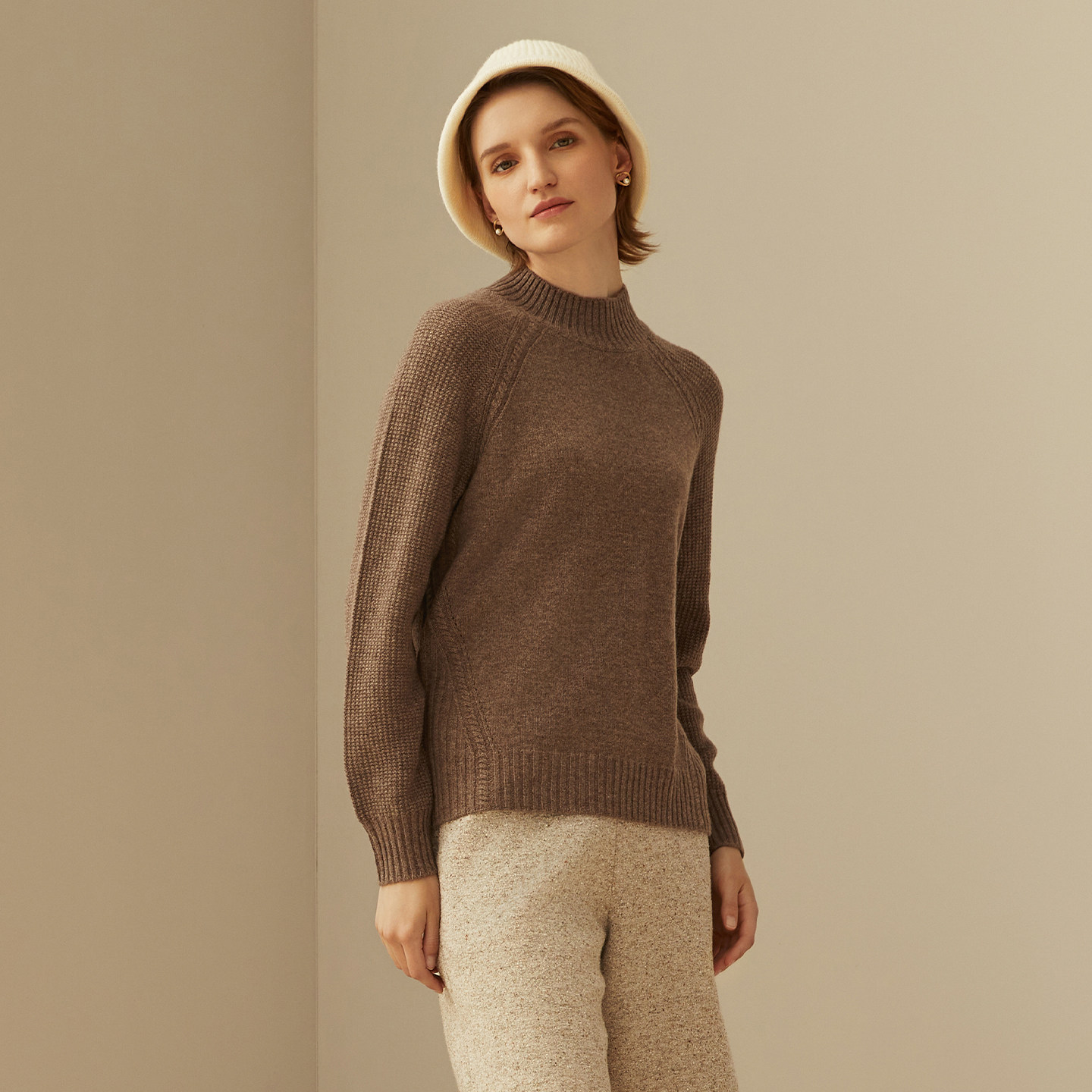 鹿王100%纯山羊绒衫女士半高领变化组织保暖针织毛衣套衫秋冬新款,淘宝优惠券,粉丝福利购,淘宝优惠卷