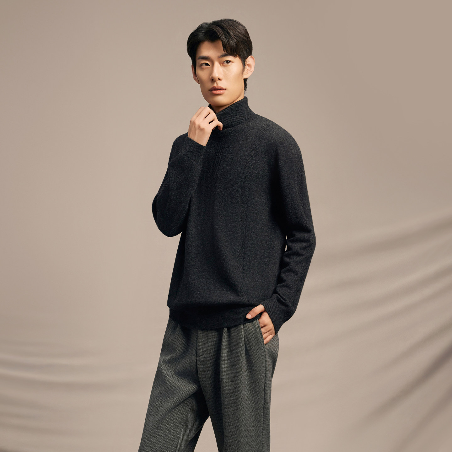 鹿王100%山羊绒衫男纯色高领针织衫毛衣内搭保暖打底25年秋冬新款,淘宝优惠券,粉丝福利购,淘宝优惠卷