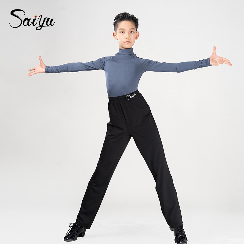赛域拉丁舞蹈训练功服男童秋季新少儿舒适小高领长袖透气T恤5513,淘宝优惠券,粉丝福利购,淘宝优惠卷