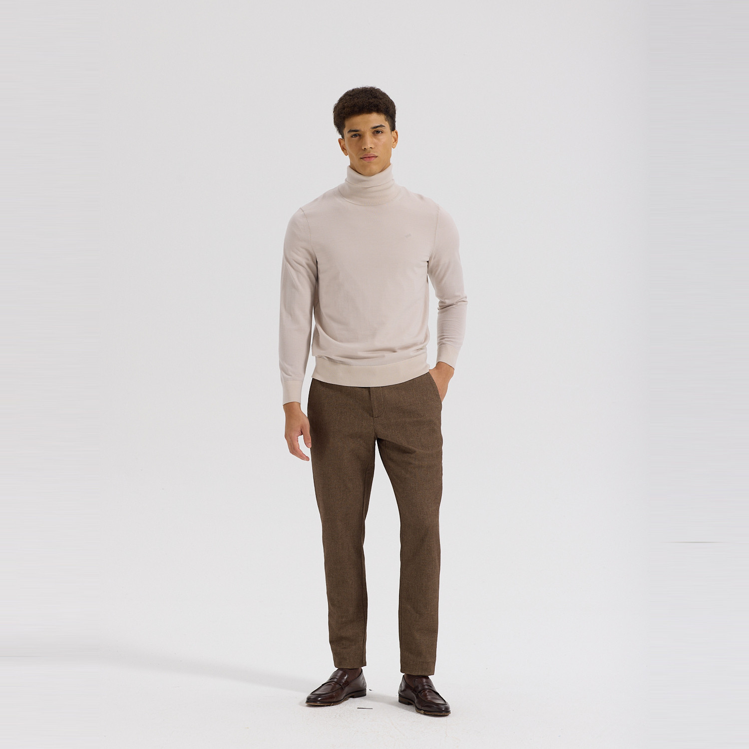 GENTSPACE秋冬新品男士绵羊毛高领长袖针织衫 - 图1