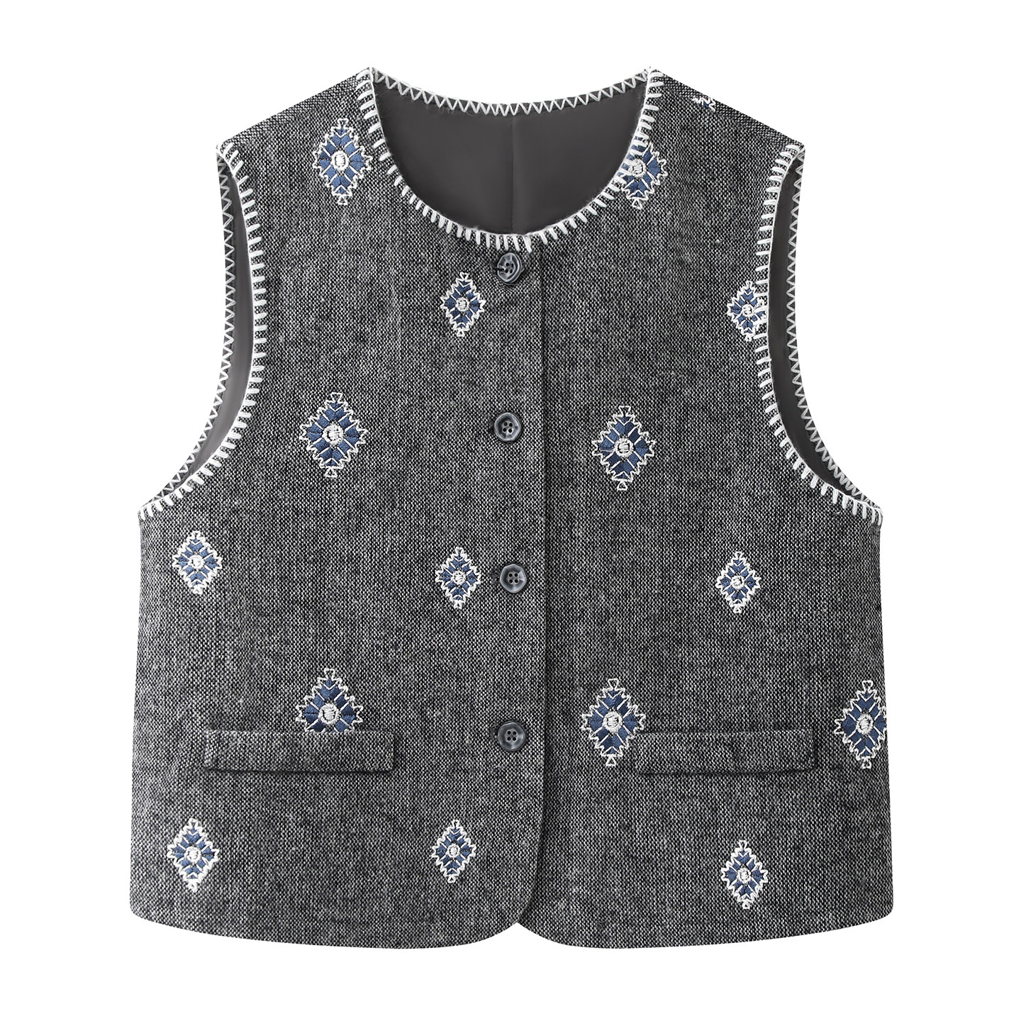 谷 中式民族风穿搭一整套女2026春季复古毛呢刺绣马甲半裙两件套,淘宝优惠券,粉丝福利购,淘宝优惠卷