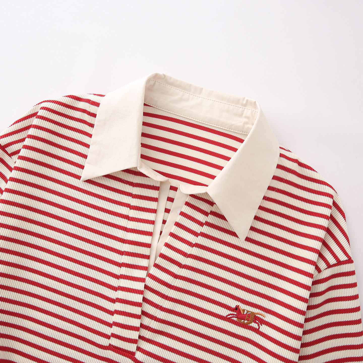 学院风新年红条纹polo领卫衣女2026春季新款翻领宽松显瘦长袖上衣,淘宝优惠券,粉丝福利购,淘宝优惠卷