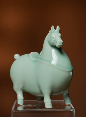唐马陶瓷茶宠瑞马装饰茶玩摆件