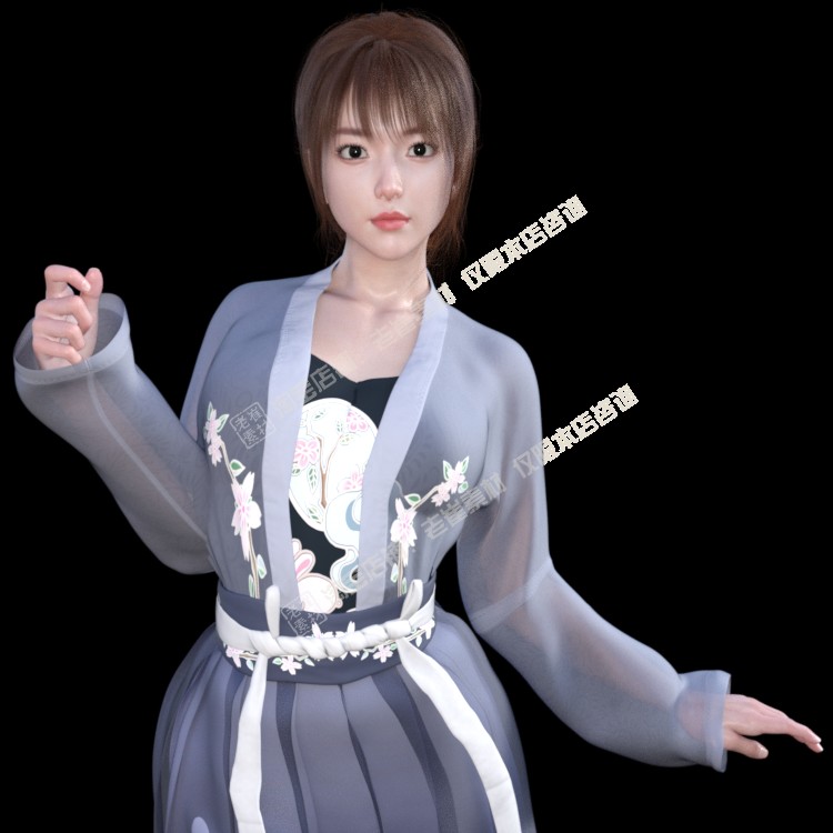 maya动画人物模型素材 3d写实古代汉服美女 骨骼绑定带表情控制器 - 图0