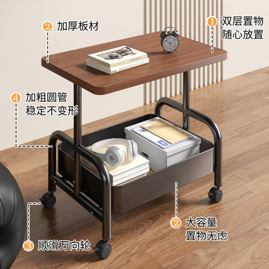 可移动茶几小推车双层边几客厅沙发收纳小桌子带轮茶桌卧室置物架