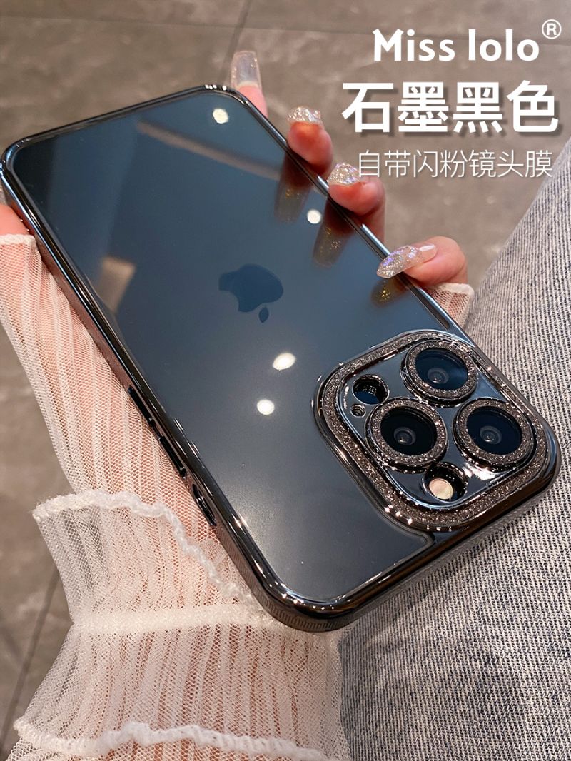 自带镜头膜适用苹果14手机壳新款iPhone13透明12promax女11高级感14pro硅胶全包防摔14plus潮牌网红闪钻13pro - 图1