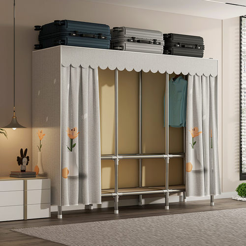 家用卧室衣柜简易组装钢架加厚布衣柜出租房结实耐用现代收纳衣橱 - 图1