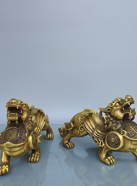 厂家直售精工黄铜四方纳财貔貅家居客厅摆件黄铜貔貅摆设