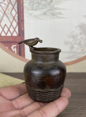 做旧仿古老包浆乌鸦喝水瓶摆件 复古文玩杂项书房收藏装饰礼品