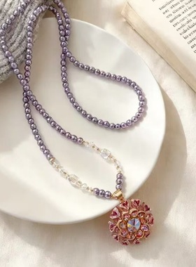 铜合金项链新款时尚轻奢优雅个性设计流苏项链耳钉