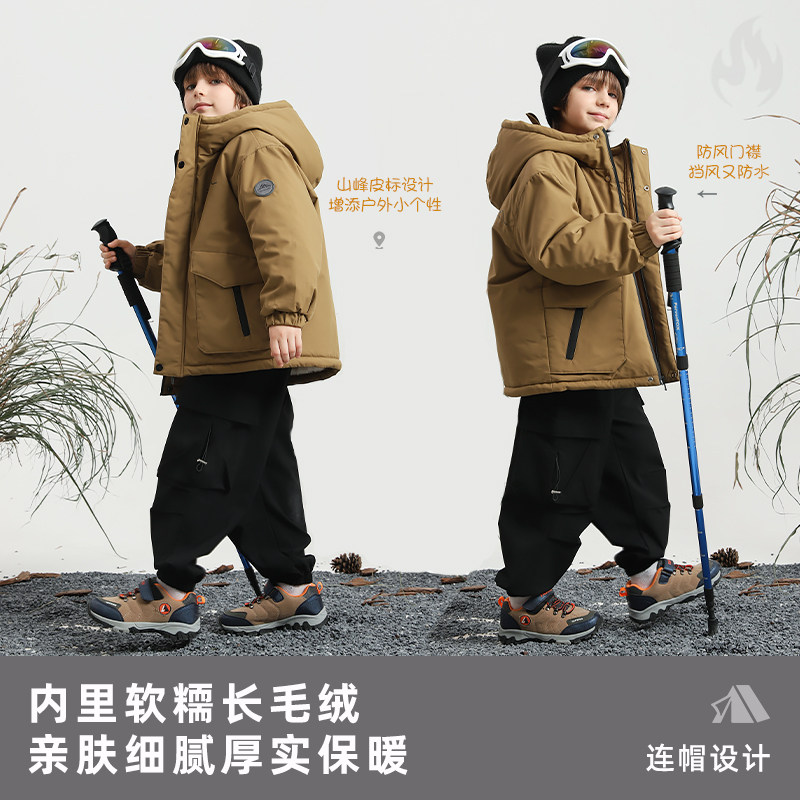 安迪杰克尔男童棉服儿童加绒派克服冬季加厚外套保暖冲锋棉衣冬装