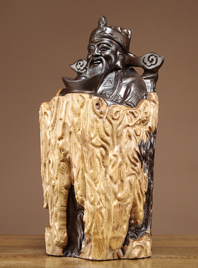 黑檀木雕刻佛像客厅供奉文财神爷