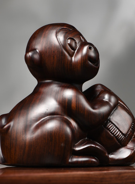 猴子摆件十二生肖实木头工艺品