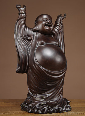 黑檀木弥勒佛像家居客厅工艺礼品