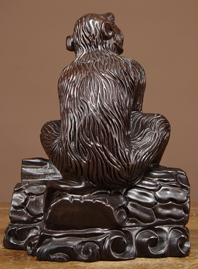 实木雕刻生肖猴家居客厅工艺品