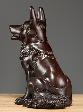 工艺黑檀木摆件酒柜生肖狗