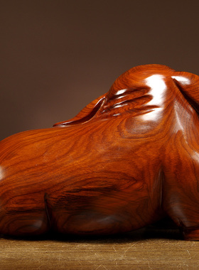 木雕生肖猪摆件家居客厅工艺品