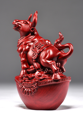 木雕牛办公装饰桌面摆件木雕牛