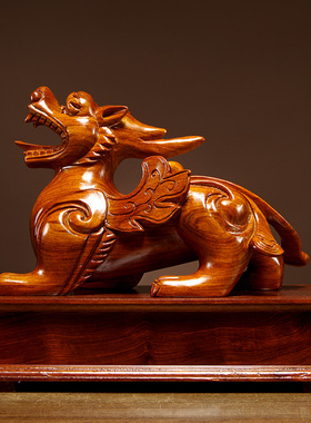 木质雕刻瑞兽家居客厅貔貅摆件