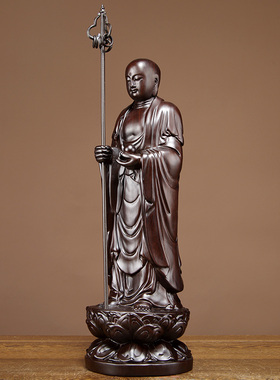 黑檀木地藏王菩萨佛堂供奉工艺品