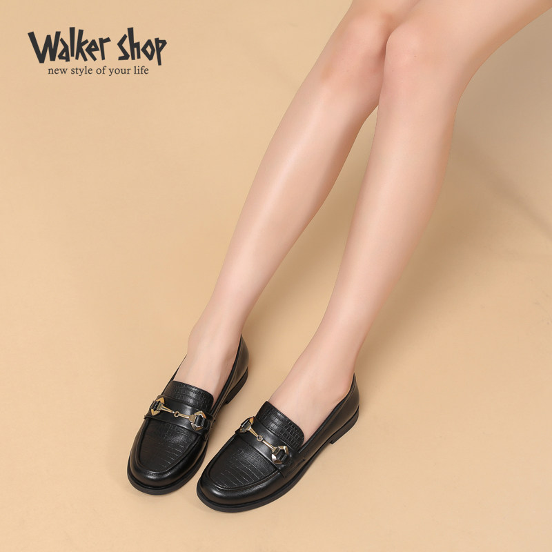 Walker Shop单鞋女夏2025新款平底真皮奶奶鞋低跟豆豆鞋深口皮鞋,淘宝优惠券,粉丝福利购,淘宝优惠卷