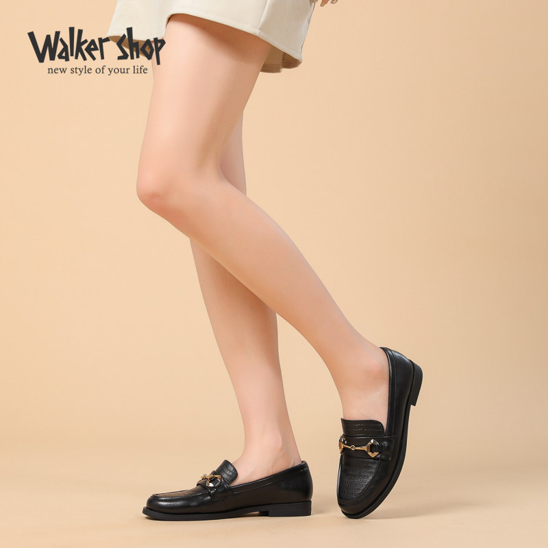 Walker Shop单鞋女夏2025新款平底真皮奶奶鞋低跟豆豆鞋深口皮鞋,淘宝优惠券,粉丝福利购,淘宝优惠卷