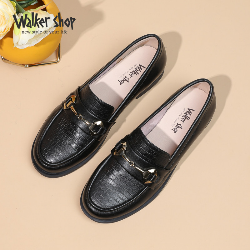 Walker Shop单鞋女夏2025新款平底真皮奶奶鞋低跟豆豆鞋深口皮鞋,淘宝优惠券,粉丝福利购,淘宝优惠卷