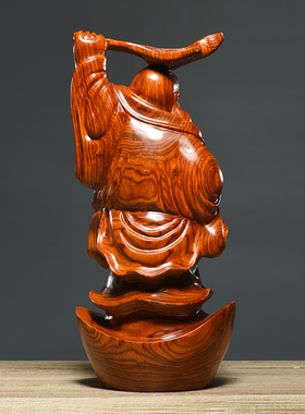 花梨木雕笑佛像实木雕刻