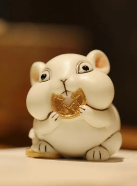 鹿角原创【鼠有财】手把件